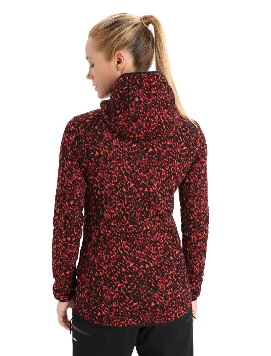 Black / Cherry Icebreaker Merino Elemental Long Sleeve Zip Lichen Women's Hoodie | AU 1660ZUTG